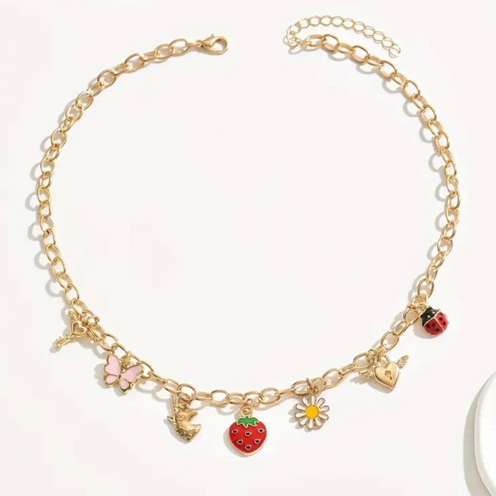 18k Gold Plated Link Charm Necklace